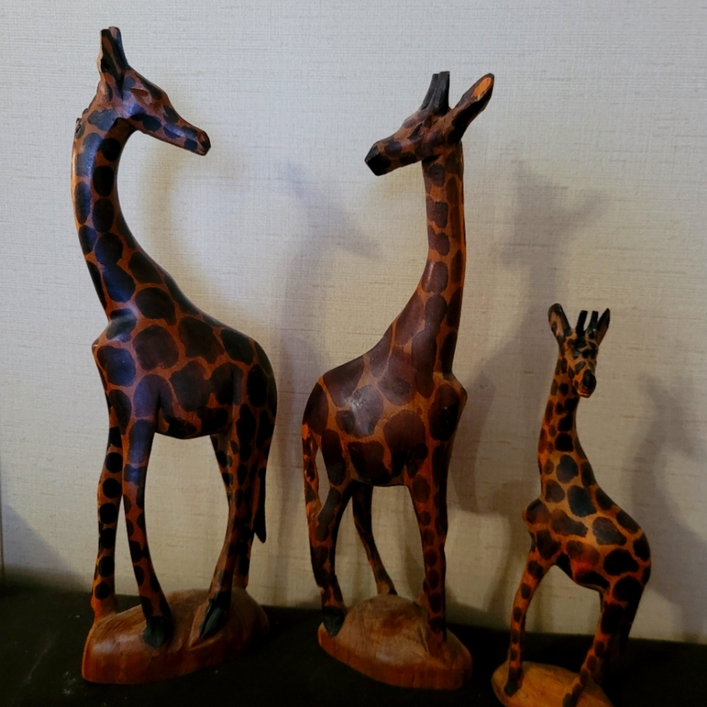 Vintage Set of Handcarved Giraffes